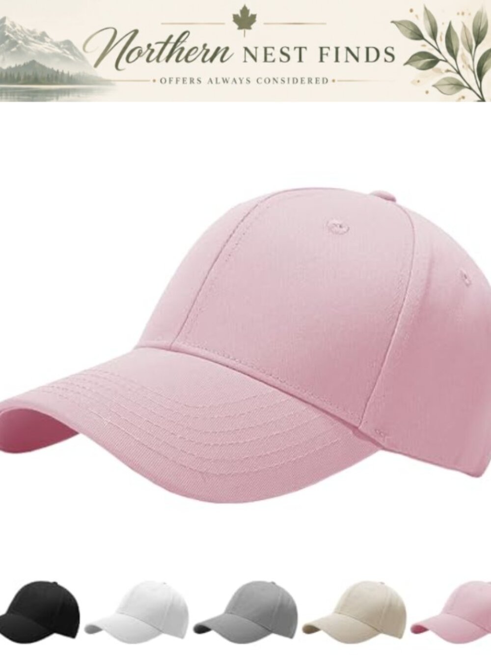 Adjustable Cotton Baseball Cap Unisex One Size Breathable Curved Brim Sun Hat
